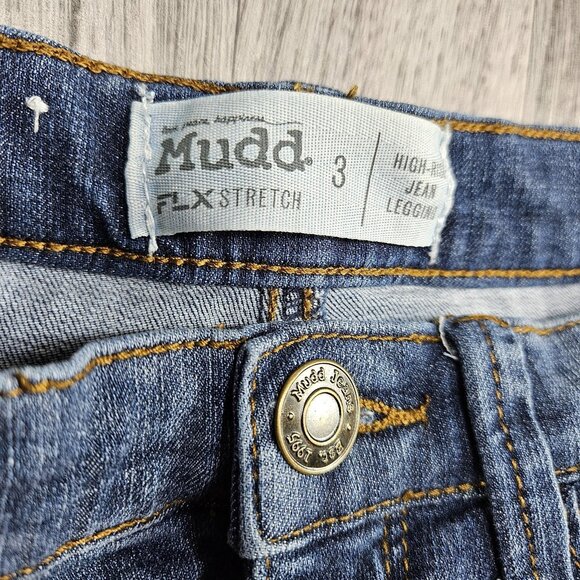 Mudd High Rise Jegging Jeans Juniors 3 Blue Skinny Distressed Stretch Denim - Picture 4 of 10